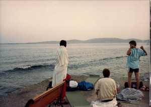 Sleeping on the beach somewhere in the Greek islands.